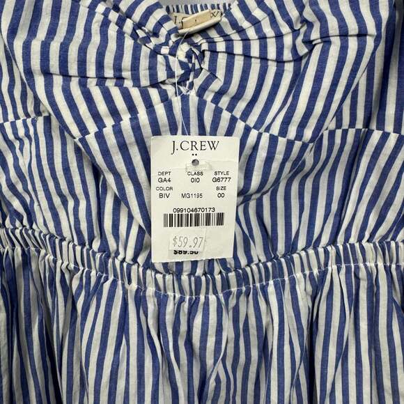 NWT J Crew Factory Blue White Cotton Stripe Tank Dress Size 00 - Picture 6 of 6